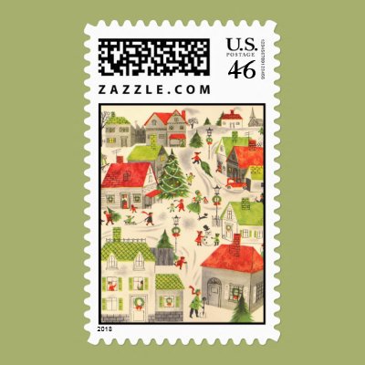 Little Christmas Village Stamps Zazzle_stamp Little Christmas Village Stamps Zazzle_stamp