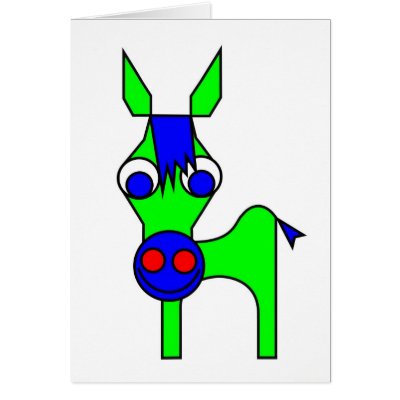 Little Claus and Big Claus - Green Horse Greeting Card by lonvig
