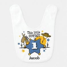   Little Cowboy 1st Birthday Baby Bib