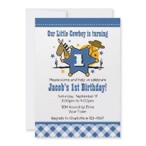 Little Cowboy 1st Birthday Party Invitation