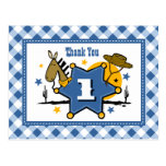 Little Cowboy 1st Birthday Thank You Postcard