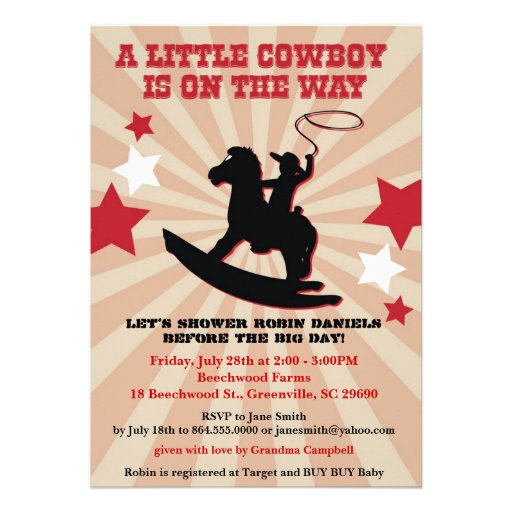 Little Cowboy Baby Shower Invite, Rocking Horse