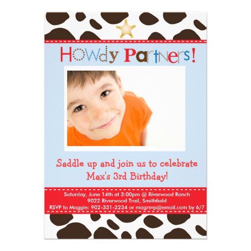 Little Cowboy Party Invitation Cards (front side)