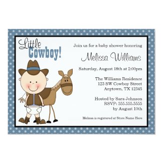 Little Cowboy Polka Dots Baby Shower Invitations