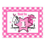 Little Cowgirl 1st Birthday Thank You Postcard