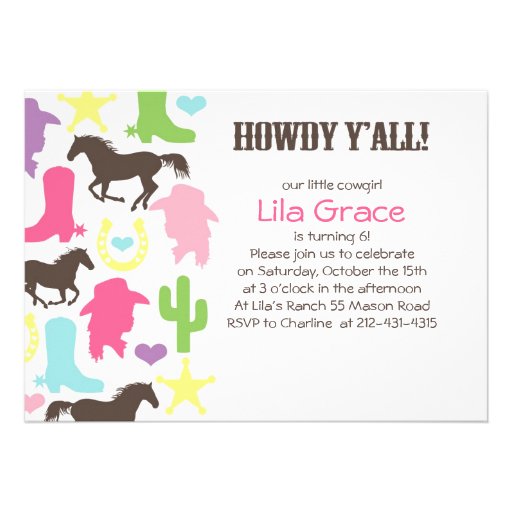 Little Cowgirl Birthday Party Invitation