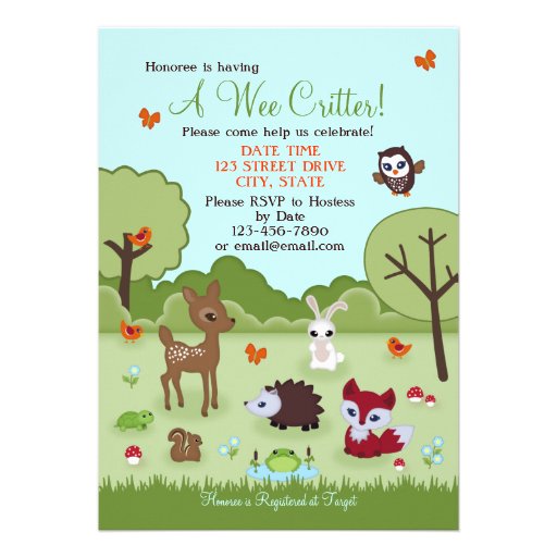 Little Critter Woodland Animals Shower Invitation