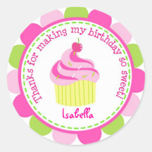 Little Cupcake Birthday Party Favor Stickers Label