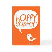little cute chick happy easter orange Card cards