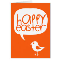 little cute chick happy easter orange Card cards