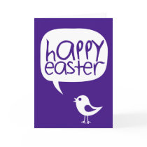 little cute chick happy easter purple Card cards