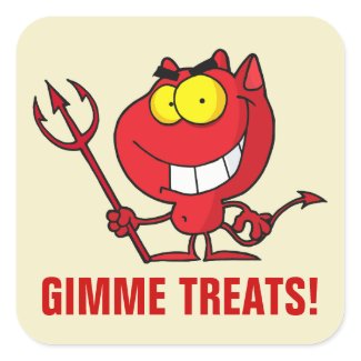 Little Devil Evil Trick or Treater Square Stickers