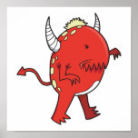 little devilish red chomper monster posters