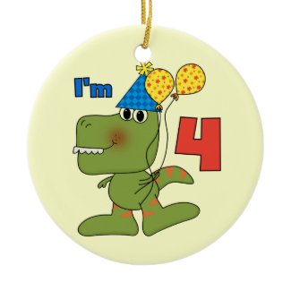 Little Dino 4th Birthday Tshirts and Gifts ornament