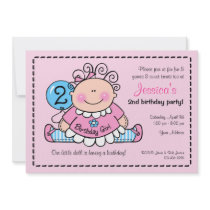 Little Doll 2nd Birthday Party Invitations