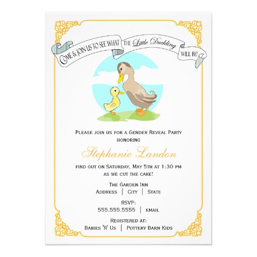 Little Duckling | Gender Reveal Baby Shower Personalized Invites