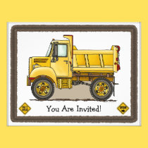 Little Dump Truck Kids Party Invitation invitations