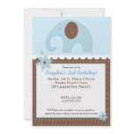 Little Elephant (Blue) 5x7 Boy Birthday Invitation