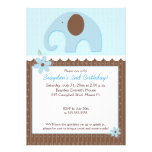 Little Elephant (Blue) 5x7 Boy Birthday Invitation