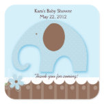 Little Elephant Blue SQUARE Favor Sticker