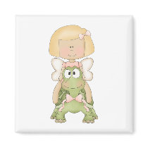 Little Fairy Girl Riding Turtle magnets by cutespot Little Fairy Girl Riding Turtle magnets