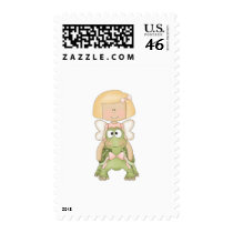 Little Fairy Girl Riding Turtle postage by cutespot Little Fairy Girl Riding Turtle postage