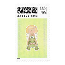Little Fairy Girl Riding Turtle postage by cutespot Little Fairy Girl Riding Turtle postage