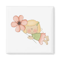 Little Fairy Girl with Flower magnets by cutespot Little Fairy Girl with Flower magnets