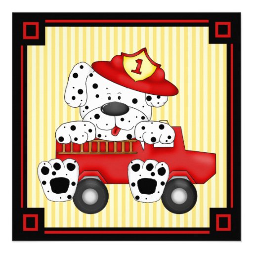 Little Fireman First Birthday Invitation