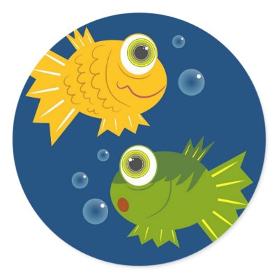 cartoon fish. little cartoon fish making