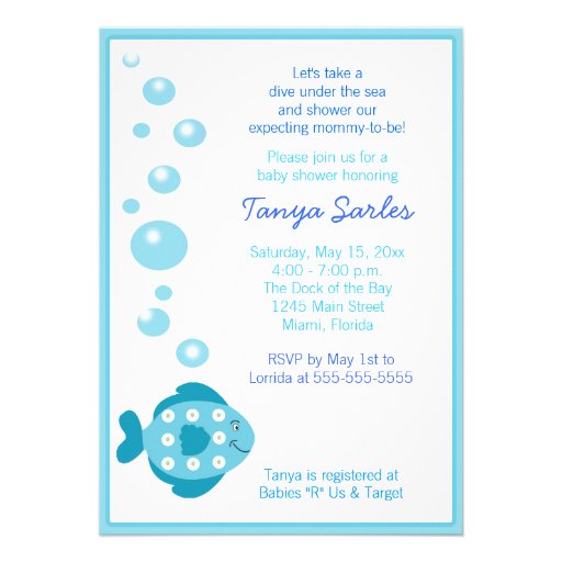 Little Fishy Ocean 5x7 Baby Shower Invitation