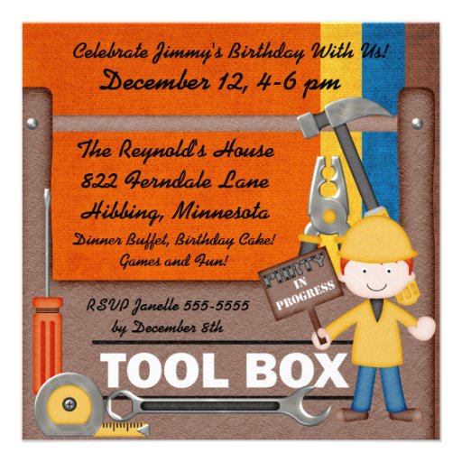 Little Fix-It Man Custom Birthday Invitations
