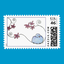 Little Fluffy Blue Bird Postage stamps