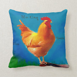 Little French Rooster Throw Pillow