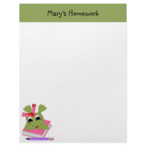 Little Frog With Book and Pencil Personalized Letterhead