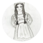 Little German Girl Round Stickers