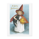 Little Girl and Black Cat Jolly Halloween postcards
