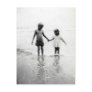 little girl and boy holding hands post card
