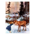 Little Girl and Moose Postcard