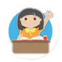 Little Girl at School Asian stickers