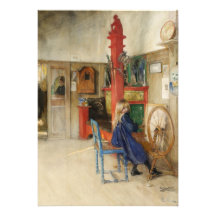 Little Girl at Spinning Wheel Personalized Announcements