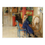 Little Girl at Spinning Wheel Postcard