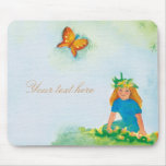 Little girl & butterfly - mousepad template
