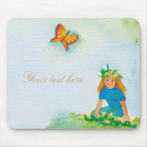 Little girl & butterfly - mousepad template