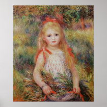 Little Girl Carrying Flowers Print