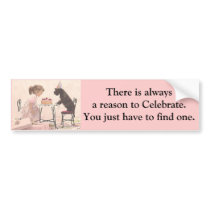 Little Girl & Dog Celelbration Bumper Sticker