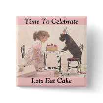Little Girl & Dog Celelbration Button