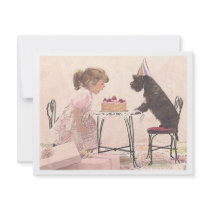 Little Girl & Dog Celelbration Custom Invitations