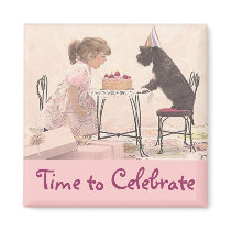 Little Girl & Dog Celelbration Fridge Magnets