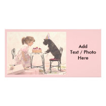 Little Girl & Dog Celelbration Custom Photo Card